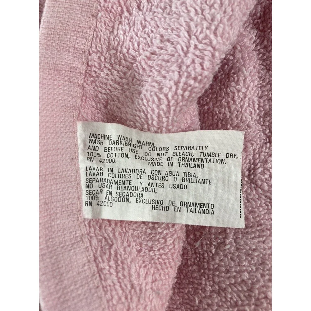 Vtg Christmas Santa Towels Pink Bath & Hand Towel & Washcloth Made In Thailand